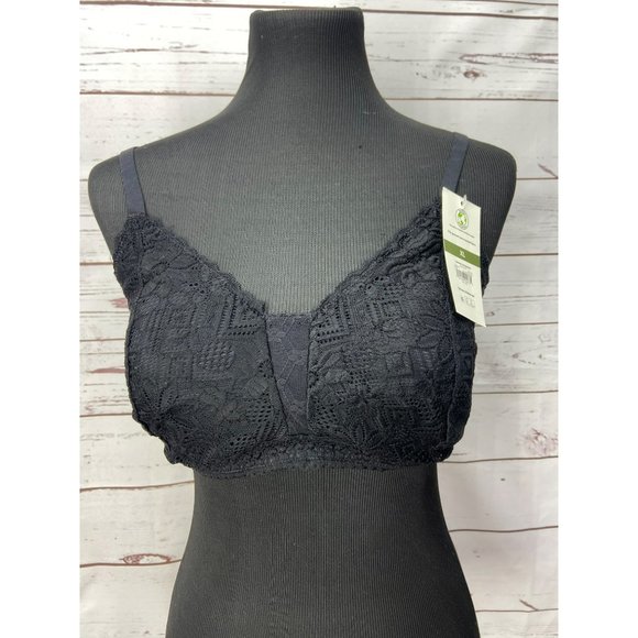 No Boundaries Juniors Black XL Triangle Floral Lace Bralette‎ - Picture 4 of 7